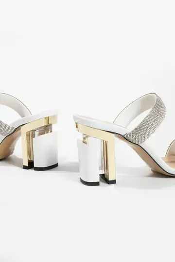 Kadın Hakiki Deri Taş Ve Topuk Detaylı Terlik