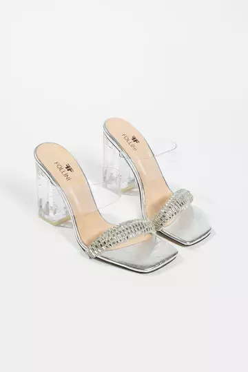 Kadın Gümüş Hakiki Deri Taşlı Terlik