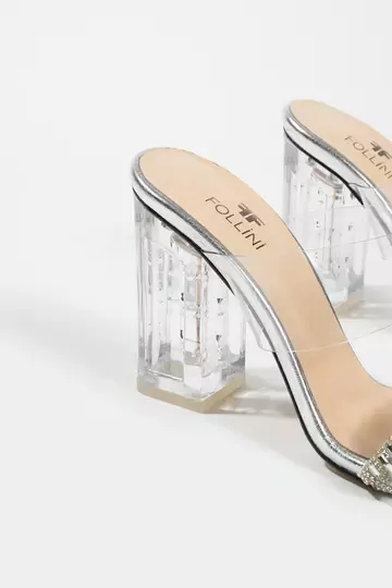 Kadın Gümüş Hakiki Deri Taşlı Terlik