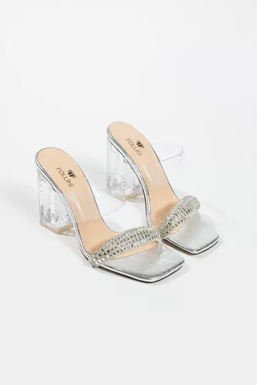 Kadın Gümüş Hakiki Deri Taşlı Terlik