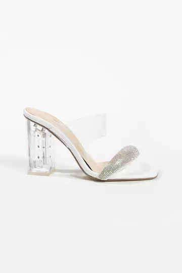 Kadın Beyaz Hakiki Deri Taşlı Terlik