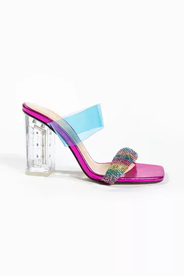 Kadın Deri Terlik Taşlı Pembe