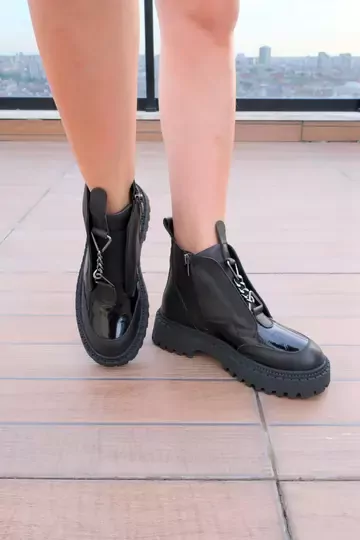 Kadın Siyah Hakiki Deri Bot