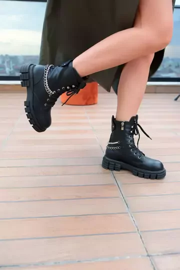 Kadın Deri Bot Siyah