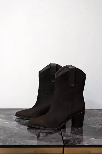 Kadın Kahve Süet Hakiki Deri Dallas Bot