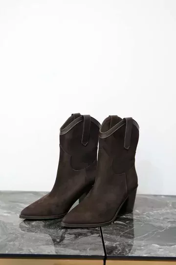 Kadın Kahve Süet Hakiki Deri Dallas Bot