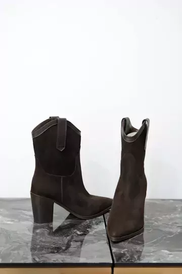 Kadın Kahve Süet Hakiki Deri Dallas Bot