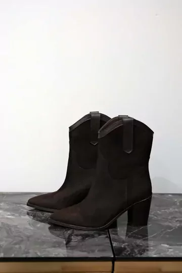 Kadın Kahve Süet Hakiki Deri Dallas Bot