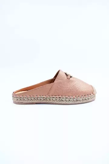 Kadın Hakiki Deri Espadril Terlik Bronz