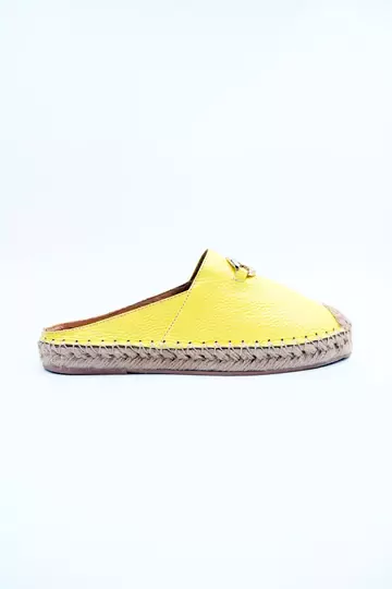 Kadın Hakiki Deri Espadril Terlik Sarı