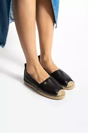 Kadın Hakiki Deri Espadril Babet Siyah