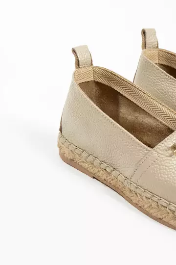 Kadın Hakiki Deri Espadril Babet Bej