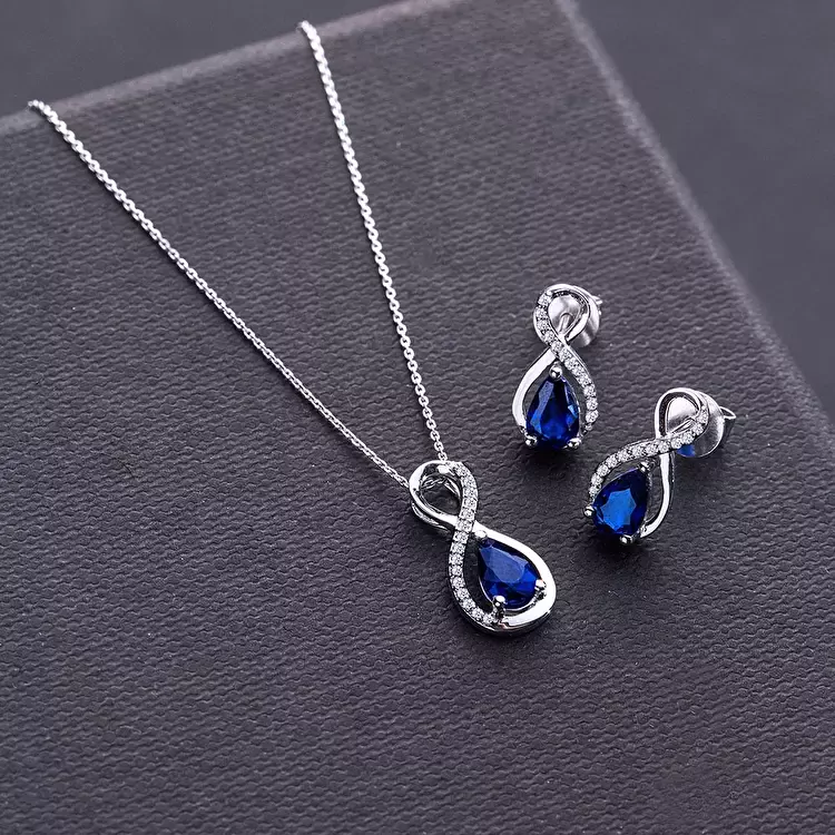 0,29 Karat Pırlanta Safir Sonsuzluk Kolye