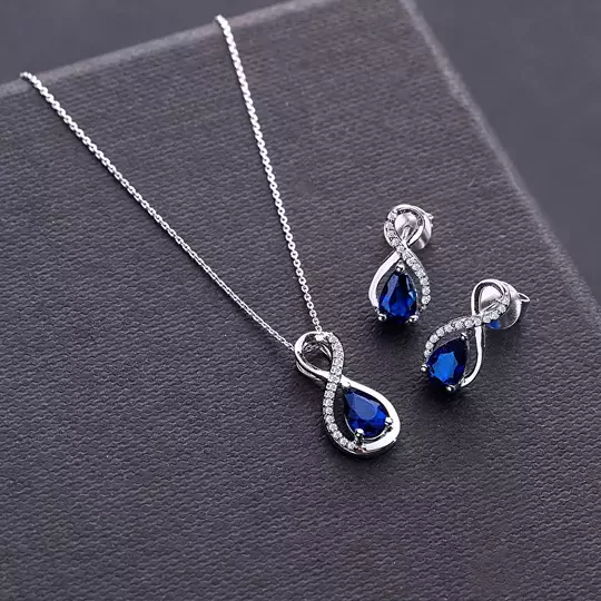 0,29 Karat Pırlanta Safir Sonsuzluk Kolye