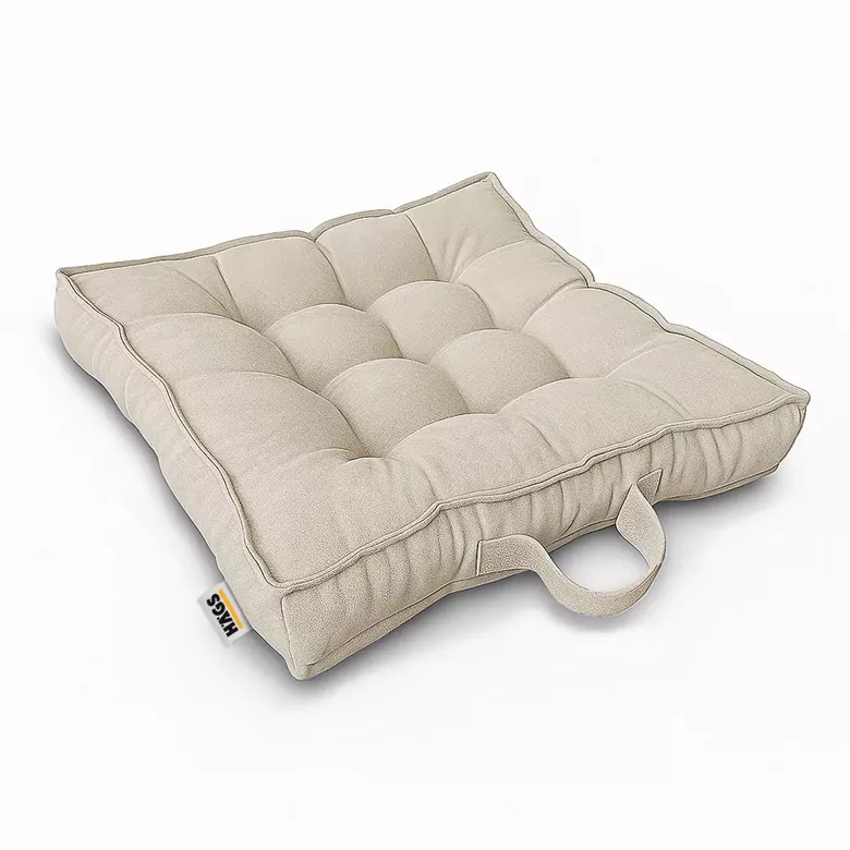 Haegs Sandalye Minderi, Çift Kenarlı, Taşıma Kulplu, Punterez Puntolu Elyaf Dolgulu Mutfak Yemek Sandalyeleri için Kare Oturma Minderi, Ofis Masası için Yumuşak Konforlu Minder 42x42x6 cm - Bej