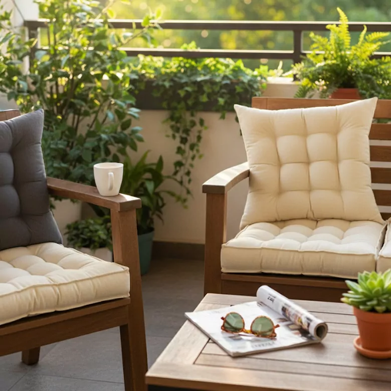 Haegs Sandalye Minderi, Çift Kenarlı, Taşıma Kulplu, Punterez Puntolu Elyaf Dolgulu Mutfak Yemek Sandalyeleri için Kare Oturma Minderi, Ofis Masası için Yumuşak Konforlu Minder 42x42x6 cm - Bej