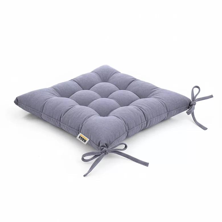 Haegs Sandalye Minderi, Punterez Puntolu Silikon Elyaf Dolgulu, Bağcıklı Mutfak Yemek Sandalyeleri için Oturma Minderi Ofis Sandalyesi Minderi, Yumuşak Konforlu Puf Minder 42x42x6 cm - Gri