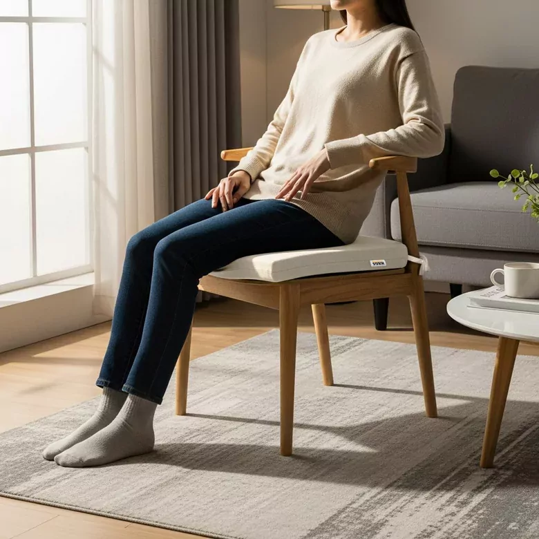 Haegs Sandalye Minderi, Süngerli, Yemek Sandalyeleri için Sünger Kare Minder Mutfak Sandalye Minderleri Yemek Sandalyeleri için Bağcıklı Kaymaz Sandalye Minderleri 22 Dens, 42x42x5cm Bej