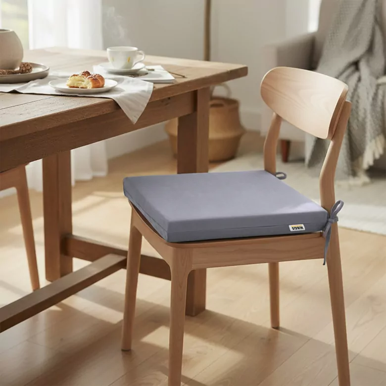 Haegs Sandalye Minderi, Süngerli, Yemek Sandalyeleri için Sünger Kare Minder Mutfak Sandalye Minderleri Yemek Sandalyeleri için Bağcıklı Kaymaz Sandalye Minderleri 22 Dens, 42x42x5cm Gri