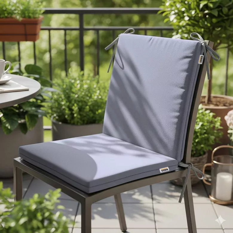 Haegs Sandalye Minderi, Süngerli, Yemek Sandalyeleri için Sünger Kare Minder Mutfak Sandalye Minderleri Yemek Sandalyeleri için Bağcıklı Kaymaz Sandalye Minderleri 22 Dens, 42x42x5cm Gri