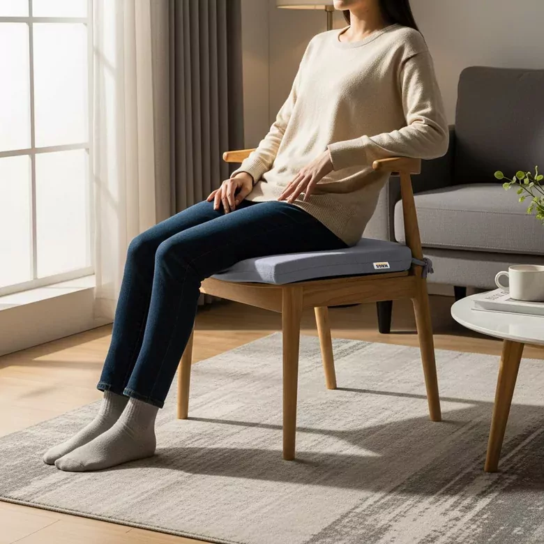 Haegs Sandalye Minderi, Süngerli, Yemek Sandalyeleri için Sünger Kare Minder Mutfak Sandalye Minderleri Yemek Sandalyeleri için Bağcıklı Kaymaz Sandalye Minderleri 22 Dens, 42x42x5cm Gri