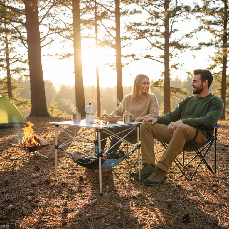 Masa Altı Saklama Filesi, Kamp Piknik Outdoor için Masa Altı Kamp Malzemeleri Eşya Depolama, Düzenleyici Organizer Kese Hurç File - M - 45x45 cm - Mavi