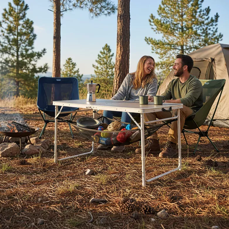 Masa Altı Saklama Filesi, Kamp Piknik Outdoor için Masa Altı Kamp Malzemeleri Eşya Depolama, Düzenleyici Organizer Kese Hurç File - XL - 80x40 cm - Gri