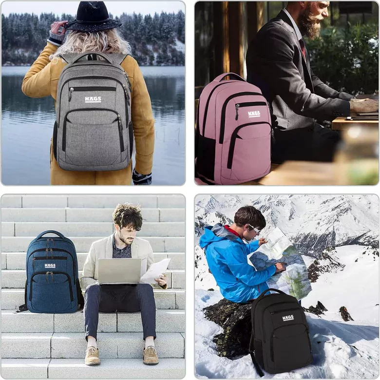 Haegs Laptop Sırt Çantası, Multi Cepli İş Seyahat Çantası, Dizüstü Bilgisayar Sırt Çantası, Suya Dayanıklı, Kolej Bilgisayar Çantası, Kadınlar ve Erkekler İçin Çok Bölmeli Organizer Çanta - Koyu Mavi