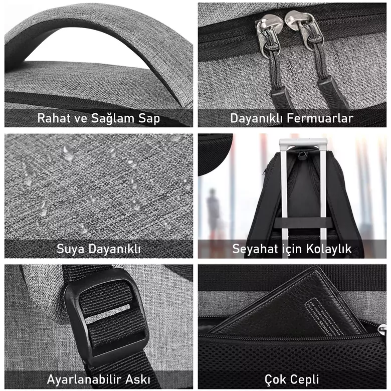 Haegs Laptop Sırt Çantası, Multi Cepli İş Seyahat Çantası, Dizüstü Bilgisayar Sırt Çantası, Suya Dayanıklı, Kolej Bilgisayar Çantası, Kadınlar ve Erkekler İçin Çok Bölmeli Organizer Çanta - Koyu Mavi