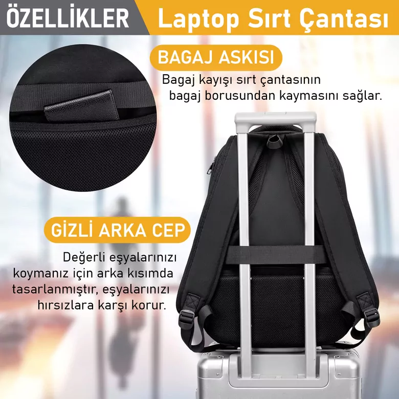 Haegs Laptop Sırt Çantası, Multi Cepli İş Seyahat Çantası, Dizüstü Bilgisayar Sırt Çantası, Suya Dayanıklı, Kolej Bilgisayar Çantası, Kadınlar ve Erkekler İçin Çok Bölmeli Organizer Çanta - Koyu Mavi