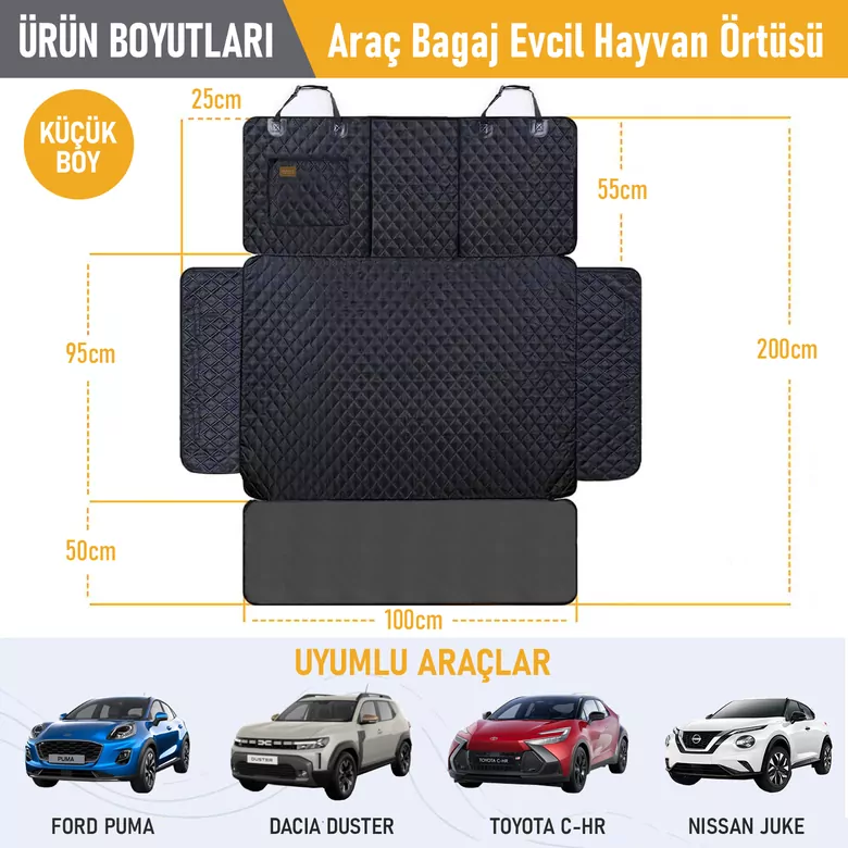 Haegs Araç Bagaj Örtüsü, Evcil Hayvan Köpek Bagaj Koruma Kılıfı - SUV, Sedan, Pickup Panelvan Bagaj Havuzu, Araba için Su Geçirmez Bagaj Koruyucu Kılıf Örtü Mat- Small - Gri