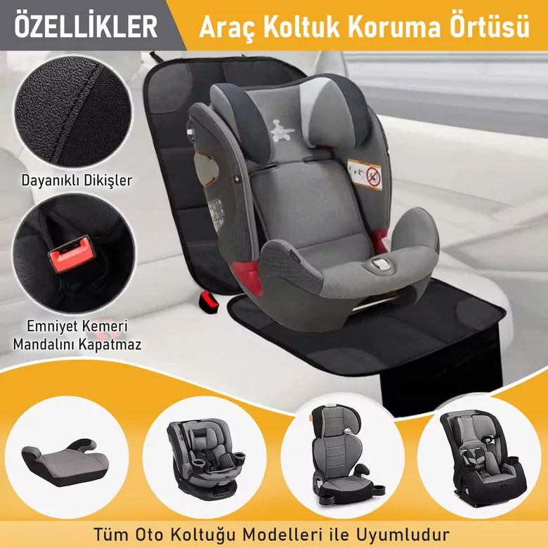 Haegs Oto Koltuk Koruyucu Kılıf, Çocuk Oto Koltuğu için Koruyucu Örtü, Kalın Pedli Araba Koltuk Minderi Su Geçirmez Evcil Hayvan, Kedi Köpek Araç Koltuk Örtüsü, - Siyah