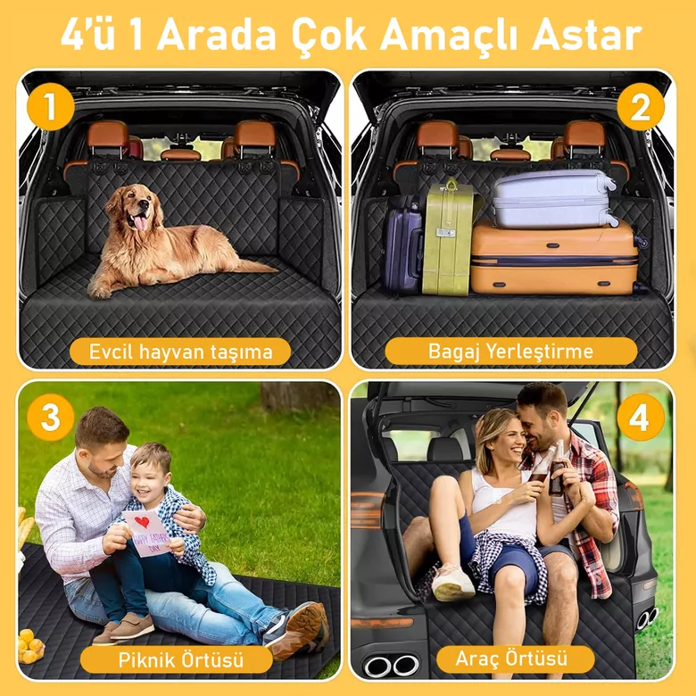 Haegs Araç Bagaj Örtüsü, Evcil Hayvan Köpek Bagaj Koruma Kılıfı - SUV, Sedan, Pickup Panelvan Bagaj Havuzu, Araba için Su Geçirmez Bagaj Koruyucu Kılıf Örtü Mat- Large - Siyah
