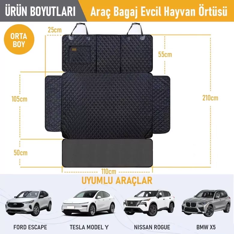 Haegs Araç Bagaj Örtüsü, Evcil Hayvan Köpek Bagaj Koruma Kılıfı - SUV, Sedan, Pickup Panelvan Bagaj Havuzu, Araba için Su Geçirmez Bagaj Koruyucu Kılıf Örtü Mat- Medium - Siyah