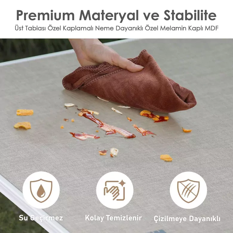 Haegs Saklama Dolaplı Kamp Masası, Outdoor Kamp Mutfağı, Kamp Dolabı, Katlanabilir Kamp Piknik Masası, Seyahat Mutfağı, Mutfak Dolabı, Depolama bölmeli, Dış Mekan Mutfağı 90x50cm Naturel Meşe