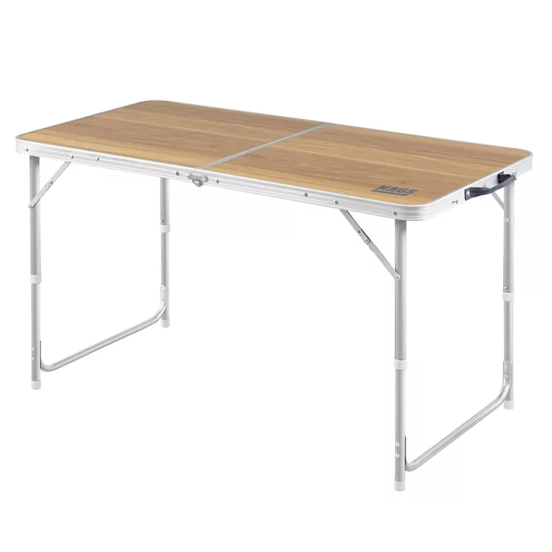 Haegs Portatif Kamp Masası, 3 Yükseklik Ayarlı, Katlanır Piknik Masası, Kolay Taşınabilir Alüminyum Masa - 120x60 - Hareli Ceviz