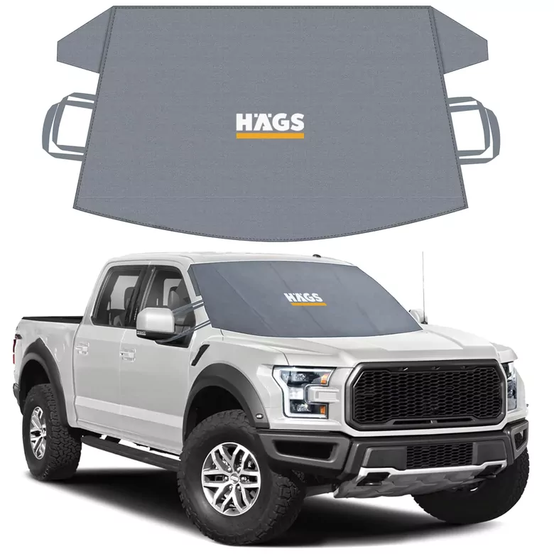Haegs Buz ve Kar Önleyici Araç Ön Cam Örtüsü Brandası | Ağır Hizmet Tipi 600D Oxford Kumaş | Arabalar, SUV`lar, Kamyonetler İçin Oto Ön Cam Koruyucu Güneşlik | Don Örtüsü (185x109cm) XL - Gri