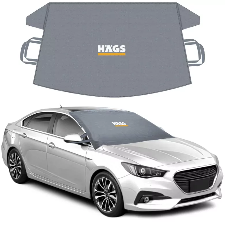 Haegs Buz ve Kar Önleyici Araç Ön Cam Örtüsü Brandası | Ağır Hizmet Tipi 600D Oxford Kumaş | Arabalar, SUV`lar, Kamyonetler İçin Oto Ön Cam Koruyucu Güneşlik | Don Örtüsü (178x106cm) L - Gri