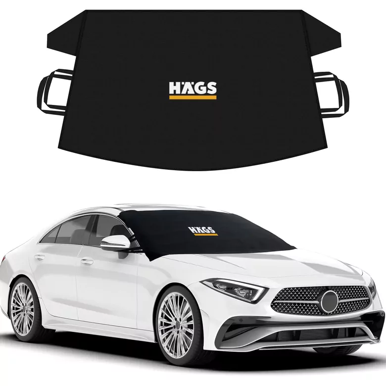 Haegs Buz ve Kar Önleyici Araç Ön Cam Örtüsü Brandası | Ağır Hizmet Tipi 600D Oxford Kumaş | Arabalar, SUV`lar, Kamyonetler İçin Oto Ön Cam Koruyucu Güneşlik | Don Örtüsü (175x106cm) STD - Siyah