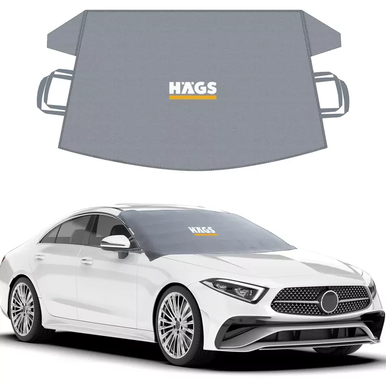 Haegs Buz ve Kar Önleyici Araç Ön Cam Örtüsü Brandası | Ağır Hizmet Tipi 600D Oxford Kumaş | Arabalar, SUV`lar, Kamyonetler İçin Oto Ön Cam Koruyucu Güneşlik | Don Örtüsü (175x106cm) STD - Gri