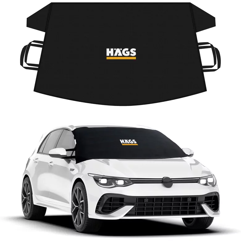 Haegs Buz ve Kar Önleyici Araç Ön Cam Örtüsü Brandası | Ağır Hizmet Tipi 600D Oxford Kumaş | Arabalar, SUV`lar, Kamyonetler İçin Oto Ön Cam Koruyucu Güneşlik | Don Örtüsü (162x106cm) S - Siyah