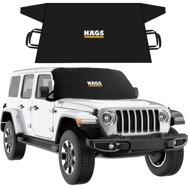 Haegs Buz ve Kar Önleyici Araç Ön Cam Örtüsü Brandası | Ağır Hizmet Tipi 600D Oxford Kumaş | Arabalar, SUV`lar, Kamyonetler İçin Oto Ön Cam Koruyucu Güneşlik | Don Örtüsü (165x76cm) XS - Siyah