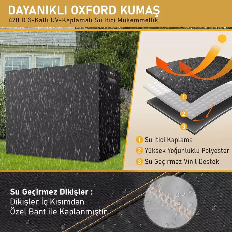 HAEGS Bahçe Salıncak Koruma Örtüsü Üç Kişilik Tenteli Hamak Bahçe Salıncağı Koruma Kılıfı Su Geçirmez Branda Dayanıklı 210x125x170cm Gri