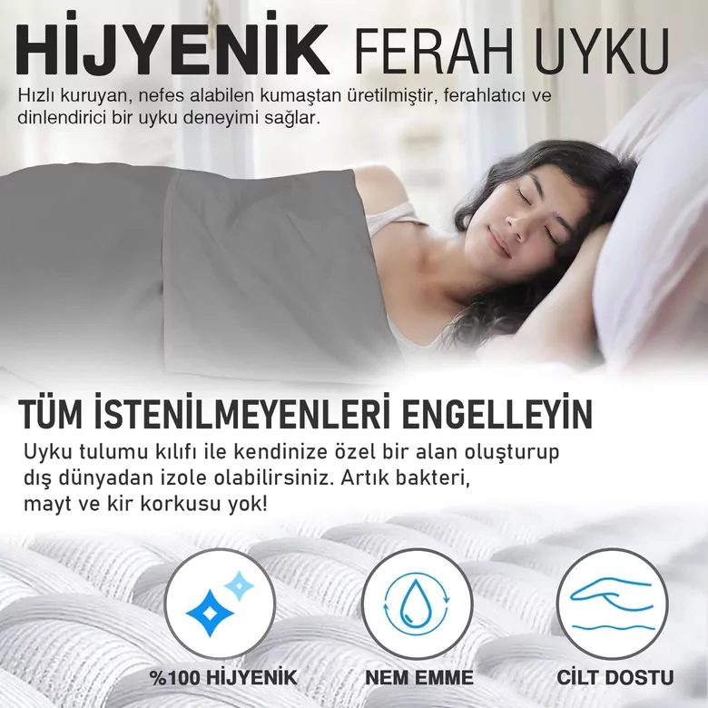 Haegs Seyahat Uyku Nevresimi, %100 Pamuk, Hafif Kompakt Taşınabilir Seyahat tipi Nevresim Takımı, Otel için Temiz Çarşaf, Kamp Uyku Tulumu Astarı, Kamp Çadır Çarşafı 220 x 105cm Yeşil