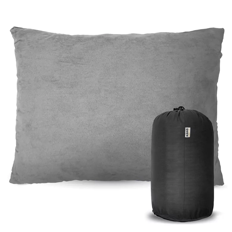 Haegs Kamp Yastığı, Seyahat Yastığı, Silikon Elyaf Dolgulu Hafif Küçük Yastık, Orta Sertlikte, Nefes Alabilir Kılıf, Kamp, Uçak ve Araba İçin İdeal 30x45cm Gri