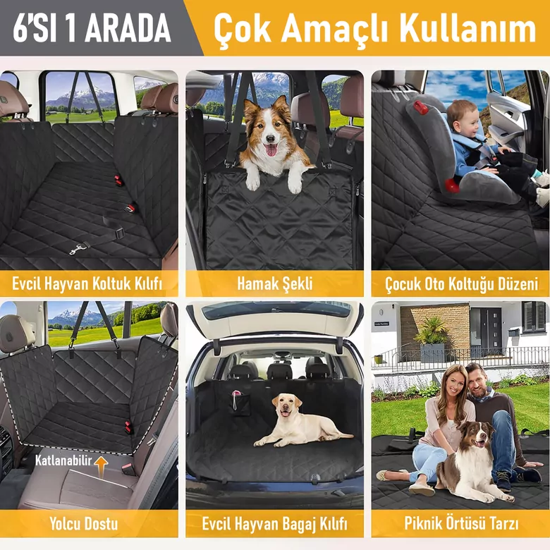 Haegs Evcil Hayvan için Araba Koltuk Kılıfı, Oto Köpek Koltuk Örtüsü, Su Geçirmez Hamak 600D Ağır Hizmet Tipi Çizilmeye Dayanıklı Kaymaz Bagaj Köpek Örtüsü Araba Pickup ve SUV`lar için- Gri