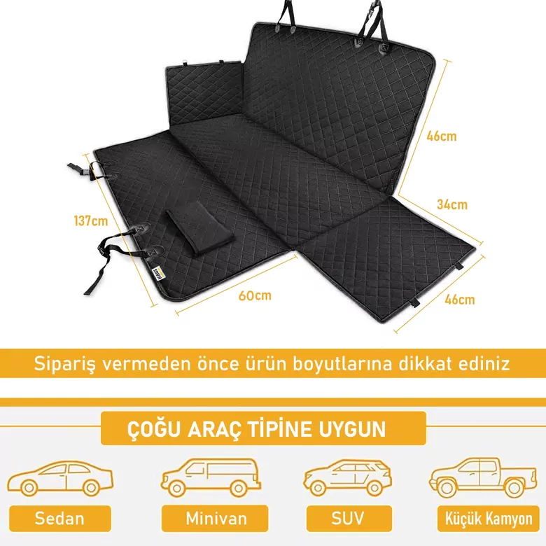 Haegs Evcil Hayvan için Araba Koltuk Kılıfı, Oto Köpek Koltuk Örtüsü, Su Geçirmez Hamak 600D Ağır Hizmet Tipi Çizilmeye Dayanıklı Kaymaz Bagaj Köpek Örtüsü Araba Pickup ve SUV`lar için- Siyah