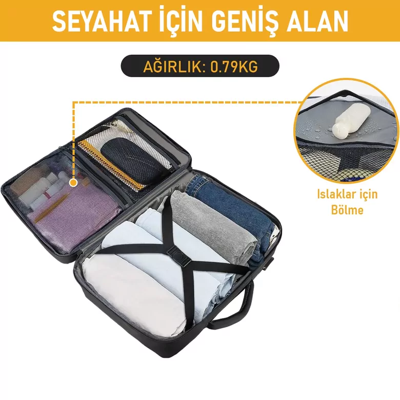 Haegs Seyahat Sırt Çantası, Laptop Sırt Çantası Hafif El Çantası Küçük Bavul Valiz, Uçak Onaylı Bagaj Çantası, Erkek ve Bayan İçin, 15.6 inç Notebook Dizüstü Bilgisayar Macbook Laptop Çantası, Gri