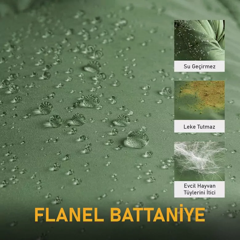 Haegs Flanel Kamp Battaniyesi, Seyahat Yorganı Dış Mekan Hafif Kompakt Outdoor Kamp Çadır Karavan Battaniye 215-150 cm Haki