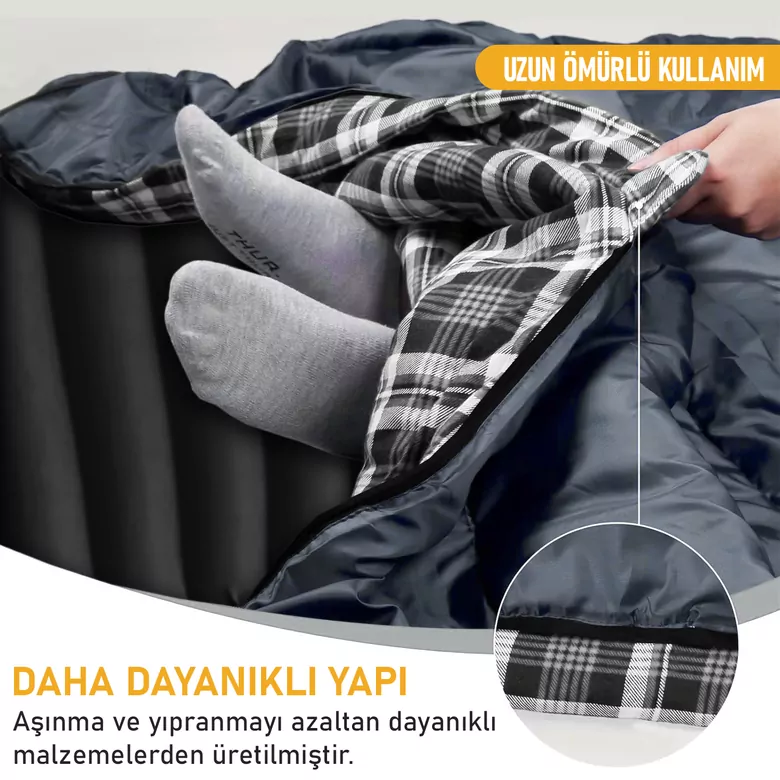 Haegs Flanel Kamp Battaniyesi, Seyahat Yorganı Dış Mekan Hafif Kompakt Outdoor Kamp Çadır Karavan Battaniye 215-150 cm Siyah